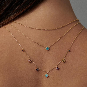 Commercio all'ingrosso della fabbrica di lusso quattro foglie di trifoglio <span class=keywords><strong>collana</strong></span> di orecchini anello anello in argento Sterling per le donne ragazza Set di gioielli - Product Image 3