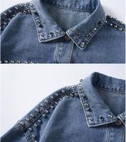 Veste Courte en Jean Personnalisée pour Femme Style BF avec Perles, Diamants et Boutons – Blouse Cowboy pour Moto