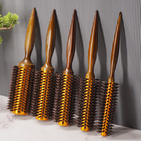 Brosse démêlante antistatique multifonctionnelle professionnelle pour cheveux bouclés, avec manche en bois et poils en nylon – Ensemble de brosses à cheveux