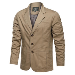 Giacca da <span class=keywords><strong>uomo</strong></span> di cotone 100% Casual di alta qualità giacca <span class=keywords><strong>Blazer</strong></span> a <span class=keywords><strong>righe</strong></span> a maniche lunghe primavera autunno 2025 - Product Image 1