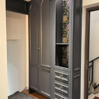 Armoire de rangement multifonctionnelle en bois massif noir moderne, meuble minimaliste, buffet de salle à manger
