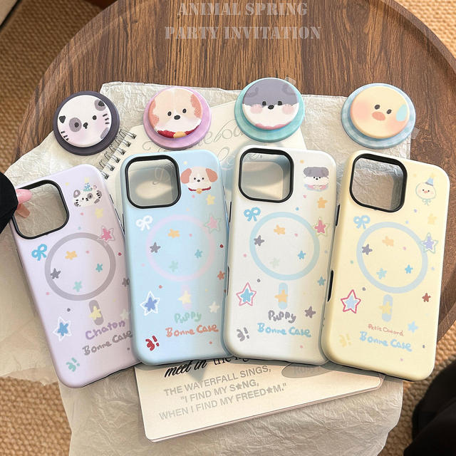 Cute Cartoon Small Animal Pattern Magnetic Phone Case Anti-Scratch Shockproof Protective Cover for iPhone 16 Pro Max