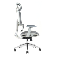 Nouvelle chaise de bureau de direction ergonomique contemporaine de luxe blanche, série ST8, fonctionnalités réglables, cadre en aluminium, matériau en maille