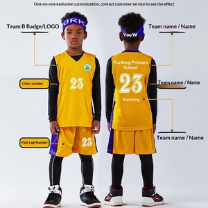 Ensemble de maillots de basket-ball pour enfants, garçons et filles, élèves de maternelle et d'école primaire, joueur <span class=keywords><strong>star</strong></span> n° 24, manches courtes, polyester, performance - Product Image 4