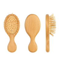 Brosse à cheveux mini en bambou écologique avec coussin, logo personnalisé, pour bébés, enfants, voyages et massage du cuir chevelu