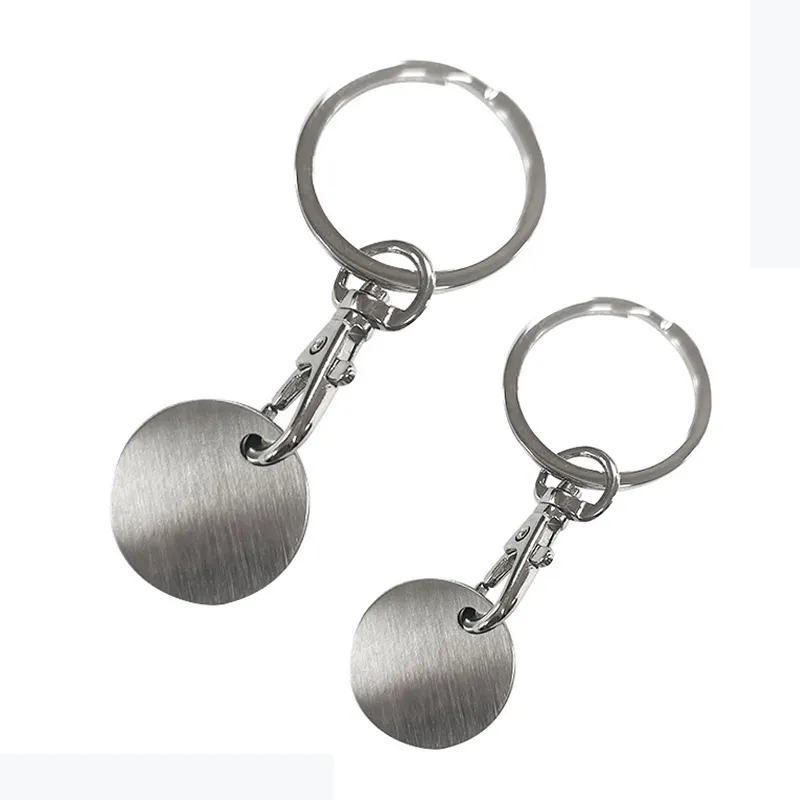 Promotional Metal Blank Trolley Keychain Stainless Steel Shopping Carts Coin Key Chain
