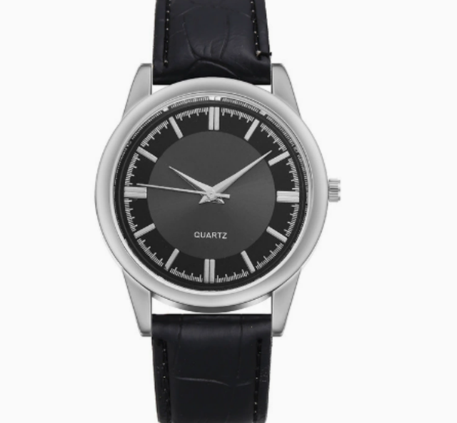 OEM Classic Analog Men Business Quartz Watch Black Leather Band Daily Casual Dress Watch