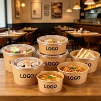 Bol alimentaire rectangulaire en papier kraft écologique avec couvercle 750ml 1000ml 1300ml Contenant à emporter biodégradable pour salade et riz