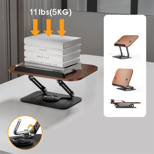 Support d'ordinateur portable en bois réglable à 360°, support de livres de cuisine, support de livre pliable multi-angles avec pinces de maintien des pages - Product Image 5