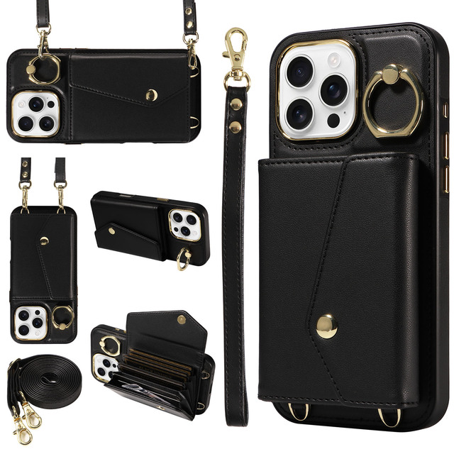 Custom Mobile Phone Cover Luxury Leather Phone Case  Leather Wallet for iPhone 16 Series