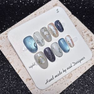 <span class=keywords><strong>Uñas</strong></span> Postizas <span class=keywords><strong>Acrílicas</strong></span> Reutilizables <span class=keywords><strong>de</strong></span> Lujo con Diseño <span class=keywords><strong>de</strong></span> Ojo <span class=keywords><strong>de</strong></span> Gato, Purpurina, Almendradas Cortas, Hechas a Mano, con Encanto 3D, 10 Piezas - Product Image 3