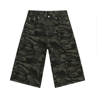 Short en jean pour hommes à la mode été rétro en détresse trois-quarts taille droite respirant coloré lavé Style décontracté pantalon