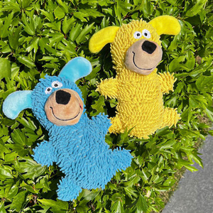 Juguete de peluche azul y amarillo para perros con sonido, paquete de 2 para mascotas - Product Image 1