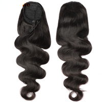 Queue de cheval à cordon en cheveux brésiliens Remy, extension capillaire bouclée profonde à clipser instantanément, style Afro Body Wave
