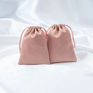 <b>Drawstring</b> Satin Jewelry Bag Pink Rectangular 7x9cm 8x10cm 9x12cm 10x15cm 12x16cm 13x18cm 15x20cm Storage <b>Pouch</b> For Jewelry - Product Image 3