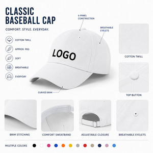 Custom Logo 6-Panel Baseball Cap Unisex Classic Everyday Adjustable Cotton Sun <b>Hat</b> Wholesale 11 Colors White Ebony - Product Image 4