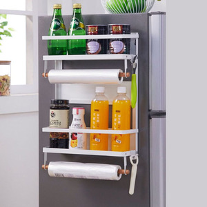 Organizzatore Magnetico per Frigorifero Personalizzato Portaspezie con Portarotolo e Ganci Mensola Magnetica a 4 Ripiani per Cucina - Product Image 6