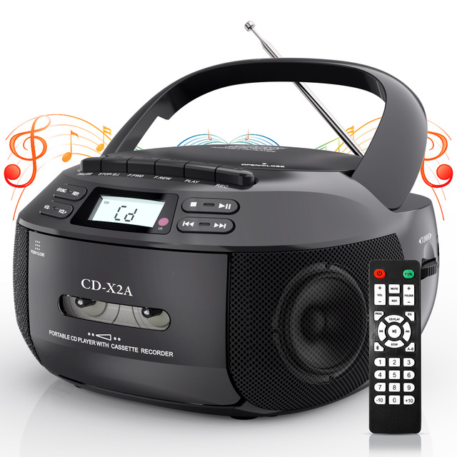 All-in-one Multi-function Cassette CD Player Auto Reverse Universal Voltage for Students; Stereo Recording Function MP3 RCA