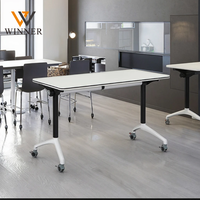 Table de réunion pliable moderne en plastique, table de formation à plateau rabattable pour bureau, maison, école