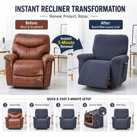 Housse de canapé inclinable simple extensible, lot de 4 pièces, couleur unie, antidérapante, élastique, pour fauteuil, tout compris, pour salon, lavable