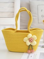 Sacs cabas tissés en corde de coton de couleur personnalisée, fournis directement par l'usine, pour femmes, à la mode, pour le quotidien et la plage