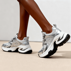 Zapatos Deportivos Cómodos de Verano para Mujer, con Parte Superior de Malla Ligera, PU, Suela Gruesa para Aumentar la Estatura, Zapatos para Correr de Moda y Ocio - Product Image 2