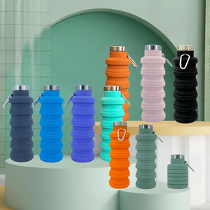 Bouteille d'eau sport pliable et extensible en silicone de qualité alimentaire, 500 ml, résistante au lave-vaisselle, prix direct usine, vente en gros pour l'extérieur - Product Image 1