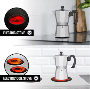 Cafetera Italiana Moka para Espresso, 3 Tazas (150 ml), 6 Tazas (300 ml), de Aluminio para Cocina, con Mango Moderno de Tacto Suave, Cerámica y Metal - Product Image 6