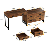 Bureau d'ordinateur en forme de L de grande taille Tribesigns pour le bureau à domicile avec armoire à 4 tiroirs et 6 tiroirs Meubles de bureau en bois