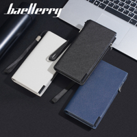 Baellerry dompet kulit panjang pria, dompet Multi Slot ritsleting bisnis kasual modis