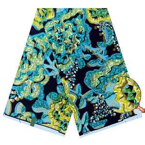 Véritable Motif en <span class=keywords><strong>Tissu</strong></span> Africain Imprimé, Grand Super Coton Ciré Scintillant <span class=keywords><strong>Pagne</strong></span> - Product Image 2