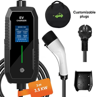 Nouveau chargeur de secours portable pour véhicules électriques de 3,5 kW avec indice de protection IP65, interface Type 2 réglable pour une utilisation à domicile et en bord de route