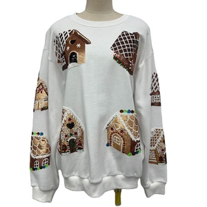 OEM Customized Xmas <strong>Sparkly</strong> Sequin Embroidery <strong>Jumper</strong> Long Sleeve Casual Crew Neck Pullover Tops Oversized Sweatshirt for <strong>Women</strong> - Product Image 1