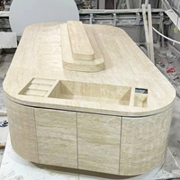 Îlot de présentation de bijoux moderne et écologique personnalisé, table de réception en marbre travertin de luxe