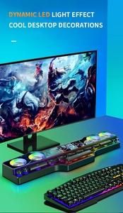 <span class=keywords><strong>Barre</strong></span> <span class=keywords><strong>de</strong></span> <span class=keywords><strong>son</strong></span> gaming RGB V18 – Haut-parleur stéréo surround 3D pour ordinateur <span class=keywords><strong>de</strong></span> bureau avec horloge LED, radio FM, AUX, USB, carte TF - Product Image 4