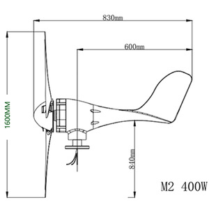 กังหันลมขนาดเล็กแบบแกนนอน M2 รุ่น 500W 12V 24V 48V - Product Image 2