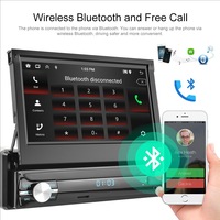 Autoradio 1 Din avec écran rétractable manuel de 7 pouces, Carplay sans fil, Android Auto, Bluetooth, navigation GPS