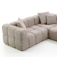 Canapé modulaire en forme de L gris clair, capitonné en tissu, canapé d'angle compressé sous vide pour salon
