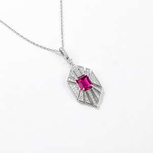 Collar de diamantes con corte esmeralda en oro blanco de 18k para mujer, para cualquier ocasión, certificado por IGI, joyería clásica de compromiso a precio de mayorista. - Product Image 1