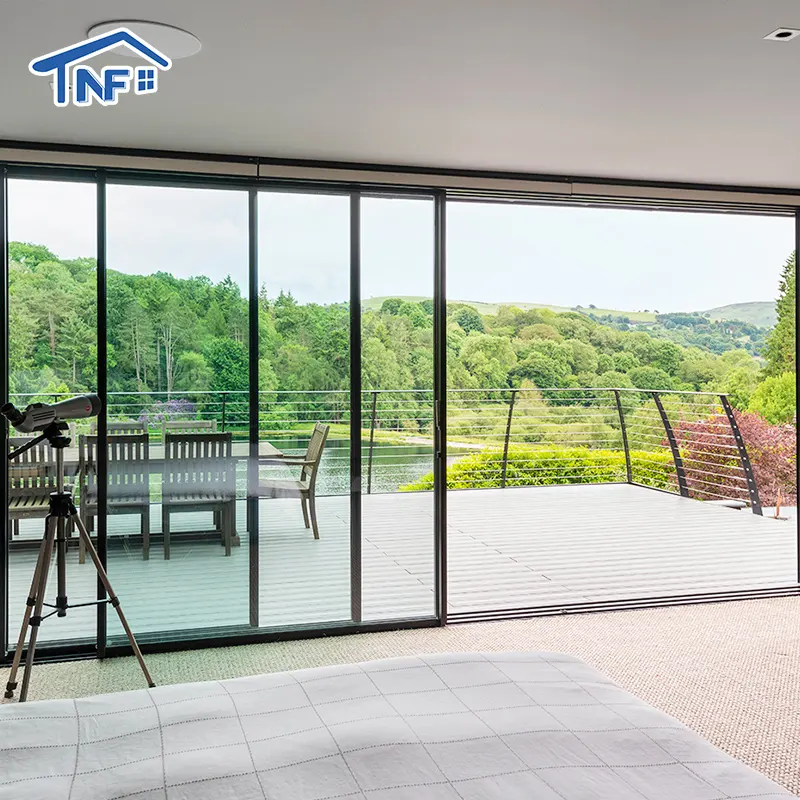 Porta scorrevole personalizzata per patio doppia porta scorrevole silenziosa esterna in alluminio in vetro temperato