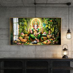 Venta al por mayor de fábrica: Cuadro islámico personalizado de elefante verde, pintura de porcelana de cristal con LED, nuevo marco de aleación de aluminio para decoración del hogar. - Product Image 3