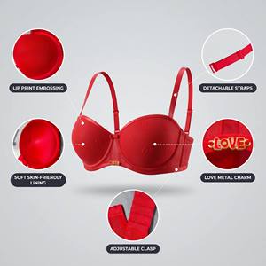Soutien-gorge balconnet pour femme, imprimé Lèvres <span class=keywords><strong>de</strong></span> <span class=keywords><strong>Baiser</strong></span>, moulé, rembourré, dos nageur convertible et amovible - Product Image 5