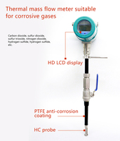 Industrial Thermal Mass Gas Flow Meter RS485 4-20mA Output Compressed air Oxygen Nitrogen Pipeline Monitoring Energy Management