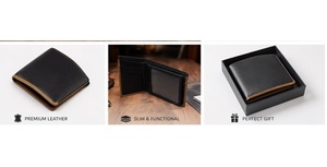Portefeuille fin en cuir véritable, best-seller, avec protection RFID pour un usage quotidien au meilleur prix - Product Image 3