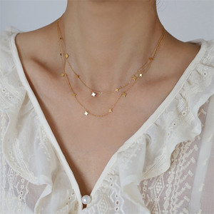 Collar de cadena con colgante de estrella, exquisito, de titanio, chapado en oro de 18k, de acero inoxidable, para mujer - Product Image 6