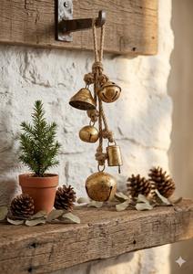 Juego de 5 Pequeños Campanas de Metal Rústicas con Acabado Rústico, Ideales para Decoración Navideña - Product Image 2