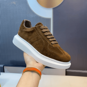 Tendencia de Moda 2026, Zapatillas Deportivas Retro de Primavera, Cómodas, de Cuero Genuino a Cuadros, con Cordones, Ligeras, con Suela Gruesa, Mc.Queen - Product Image 1