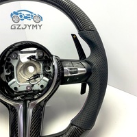 Volant en fibre de carbone pour BMW G20 G30 Série G, cuir perforé, surpiqûres tricolores, palettes longues, sport personnalisé