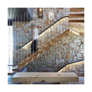 PRIMA Hot <span class=keywords><strong>Indeed</strong></span> Design Rampe d'escalier en bois massif pour l'intérieur Marchepied en bois naturel avec garde-corps en verre - Product Image 1