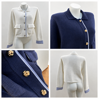 Damen Neuheiten Herbst Lässige Hochwertige Strickjacke mit Umlegekragen und Aufgesetzten Taschen Großhandel Maßanfertigung OEM Büro
